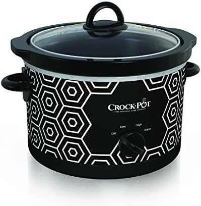 Crock-Pot 4.5 Quart Portable Slow Cooker – Black & White LY1K